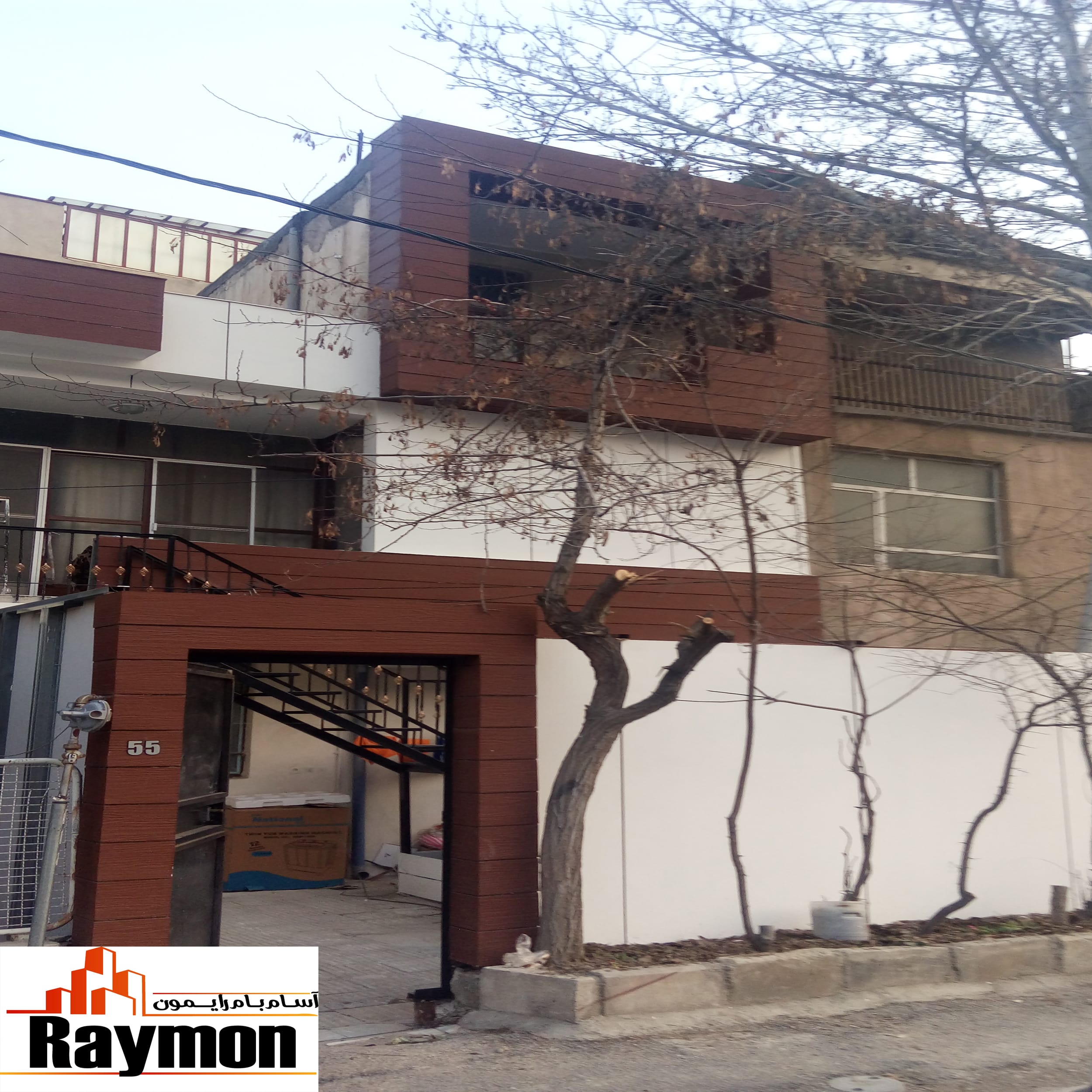نمای فایبر سمنت طرح چوب و ساده